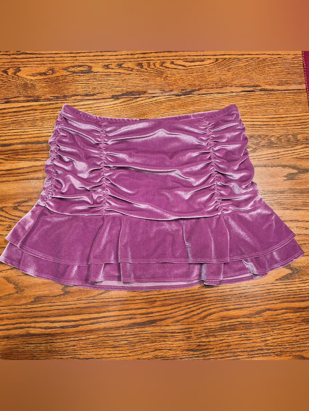 Women’s Purple Velvet Ruched Mini Skirt
